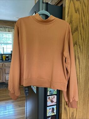 Women's Mock Neck Sweatshirt in Rust Orange